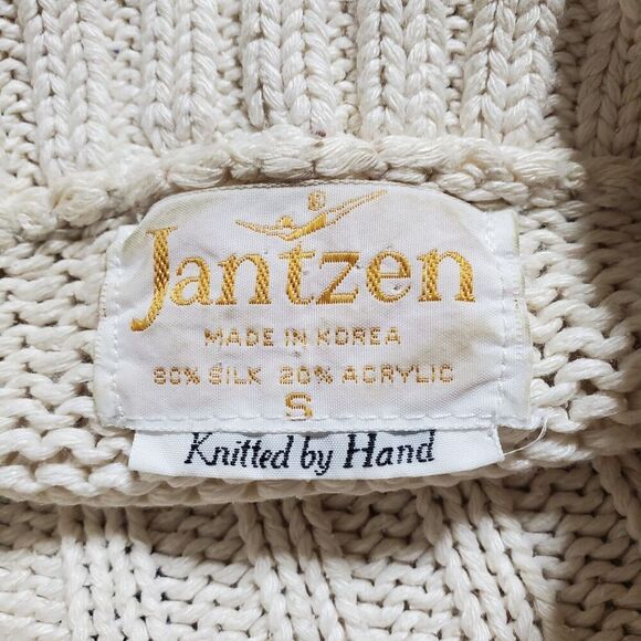 Vintage Jantzen Turtleneck Sweater Size M 3D Tree Knit 3/4 Sleeve Womens - Picture 10 of 11